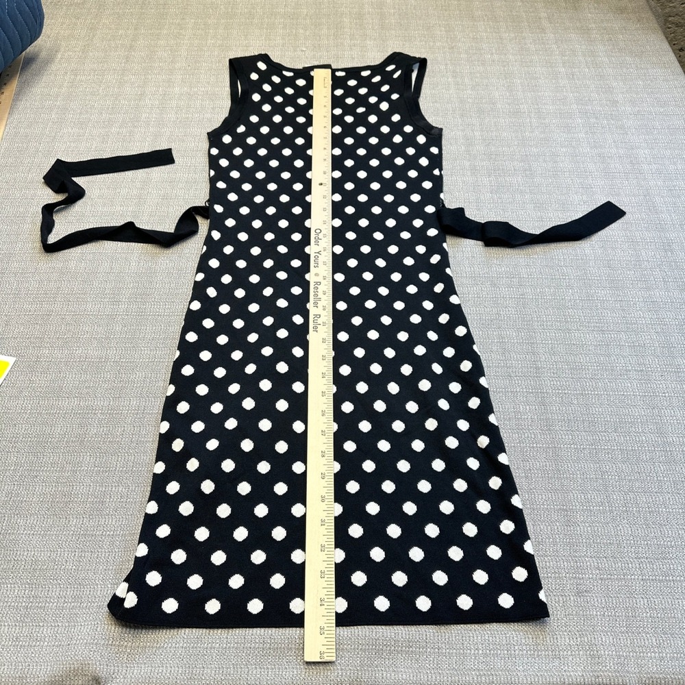 New Classic Polka Dot Sleeveless Knit Dress Small Tie Waist Retro Pinup - Picture 8 of 8